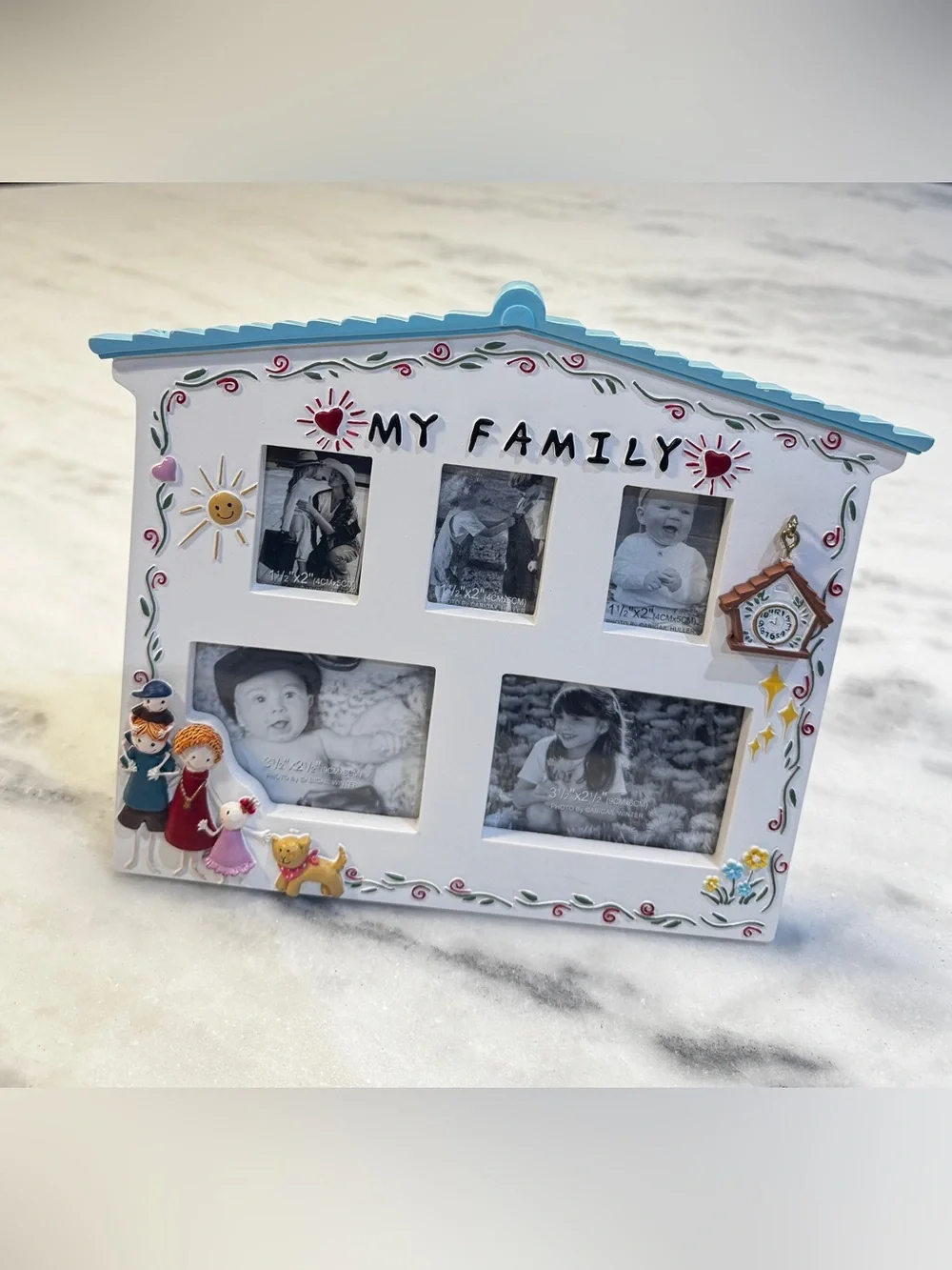 My Family Decorative Multi-Opening Picture Frame White/Blue